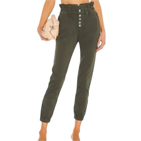 Veronica Beard Jeans Tedi Tapered High Rise Dark Olive Forest New Army Green - Picture 2 of 11